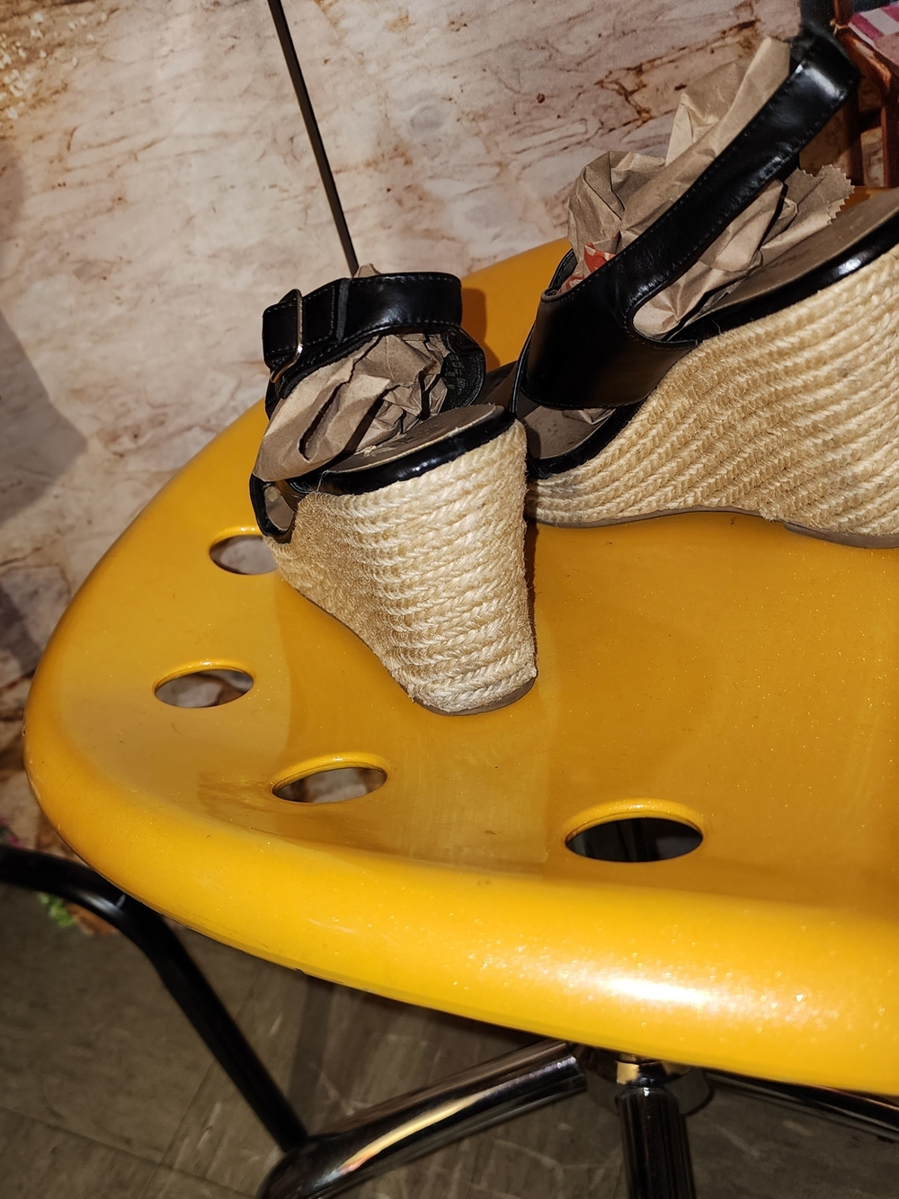 American Eagle Women's Black Espadrille Wedge Sandals - Picture 6 of 7